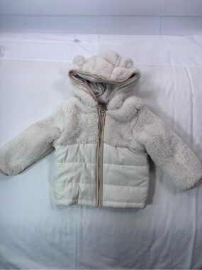 Carter's Cream Teddy Puffer Jacket with Bear-Ear Hood